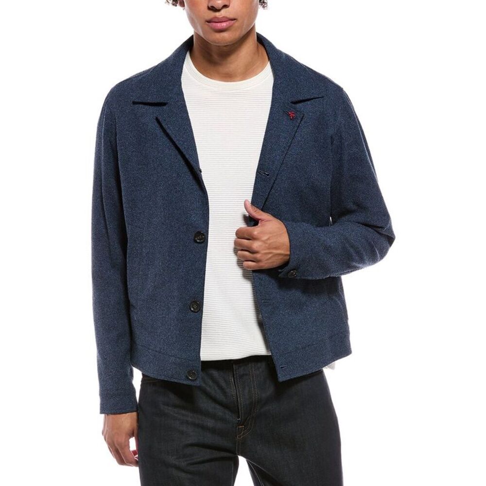 Isaia Mens Portofino Wool-Blend Jacket, Blue